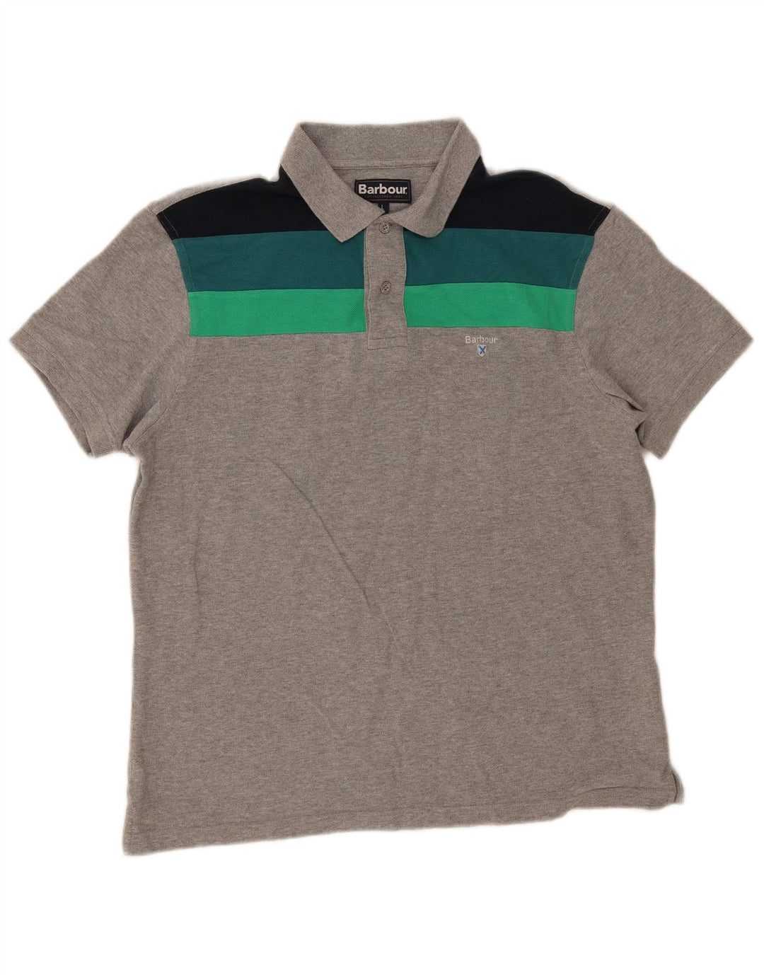 Camisa polo masculina Barbour grande algodão colorblock cinza
