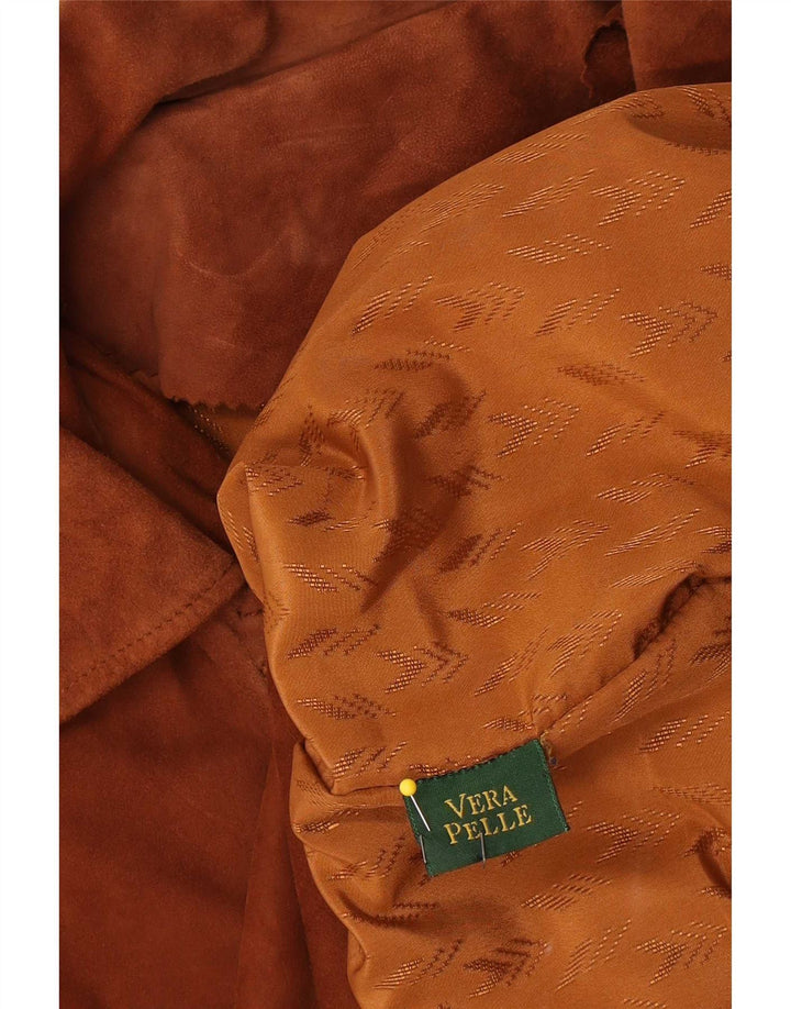 Jaqueta de camurça feminina vintage Reino Unido 18 XL couro marrom