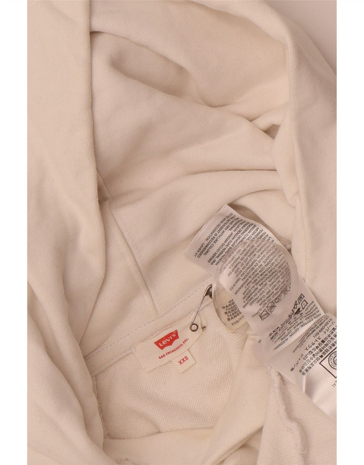 Suéter feminino com capuz gráfico LEVI'S UK 2 2XS algodão branco
