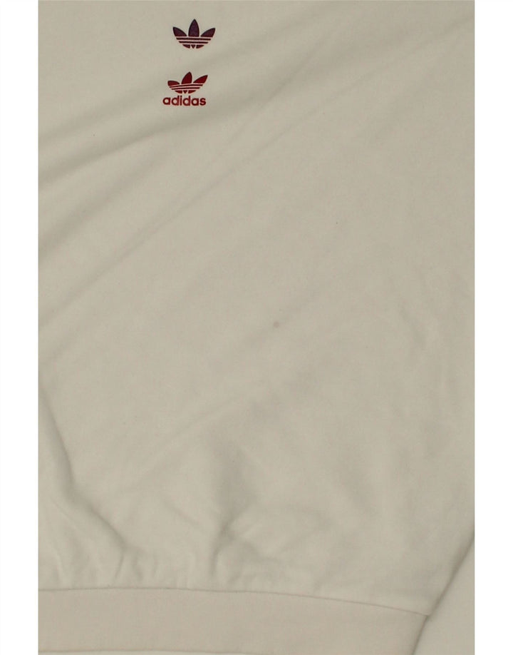 ADIDAS Womens Oversized Sweatshirt Jumper UK 4 XS  White Cotton Vintage Adidas and Second-Hand Adidas from Messina Hembry 