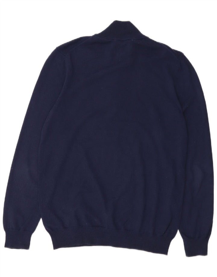Lyle & Scott Suéter masculino com gola e zíper, algodão azul marinho médio