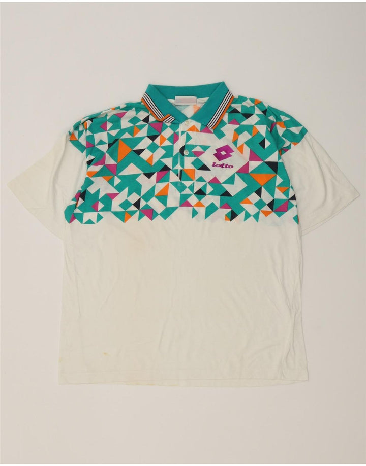 Camisa polo masculina Lotto grande branca geométrica