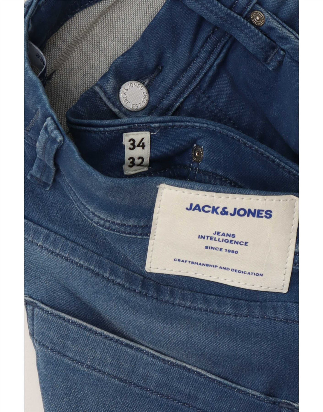 Jack & Jones Masculino Tim Straight Jeans W34 L32 Azul