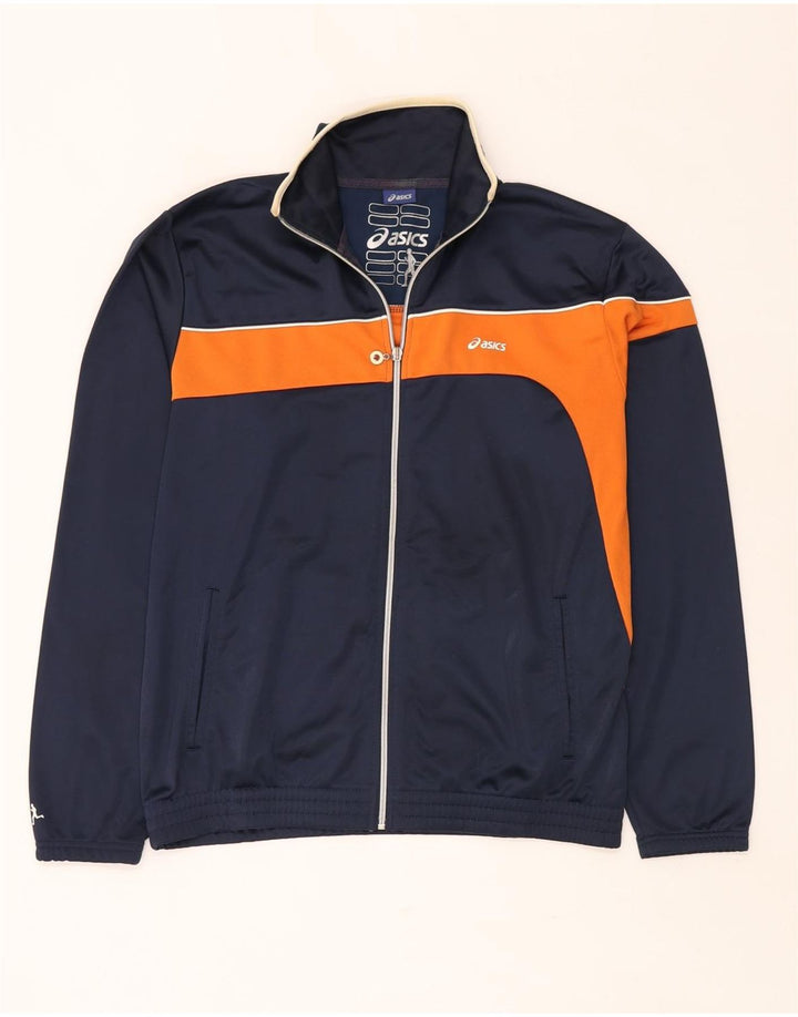 ASICS Mens Treino Top Jacket Médio Azul Marinho Colourblock Poliéster