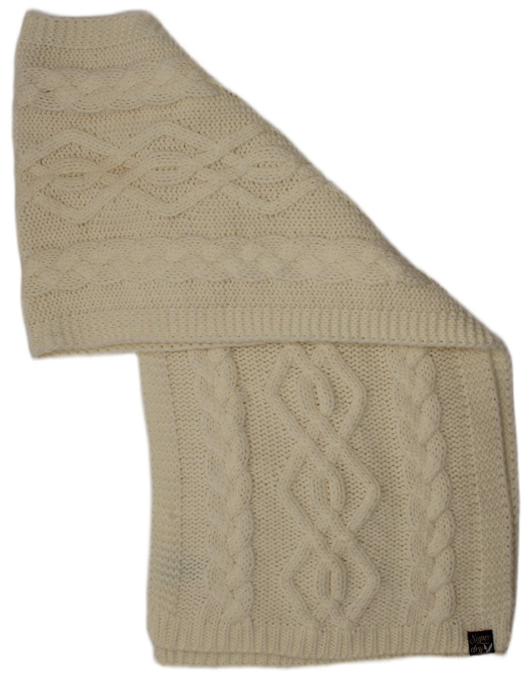 Lenço retangular de malha feminino Superdry, tamanho único, acrílico branco