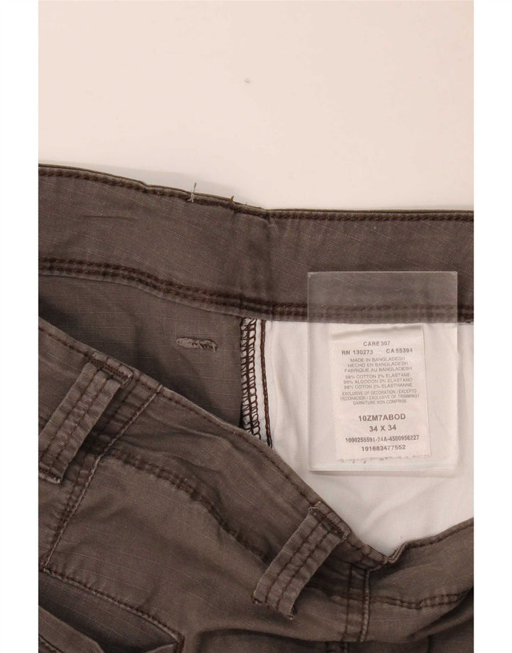 Calça Wrangler masculina reta cargo W34 L34 algodão cinza