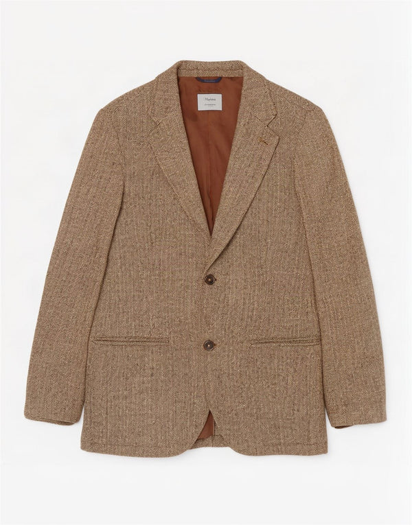 Jaqueta Blazer Masculina Gap com 2 Botões Reino Unido 36 Pequena Espinha de Peixe Marrom Poliamida