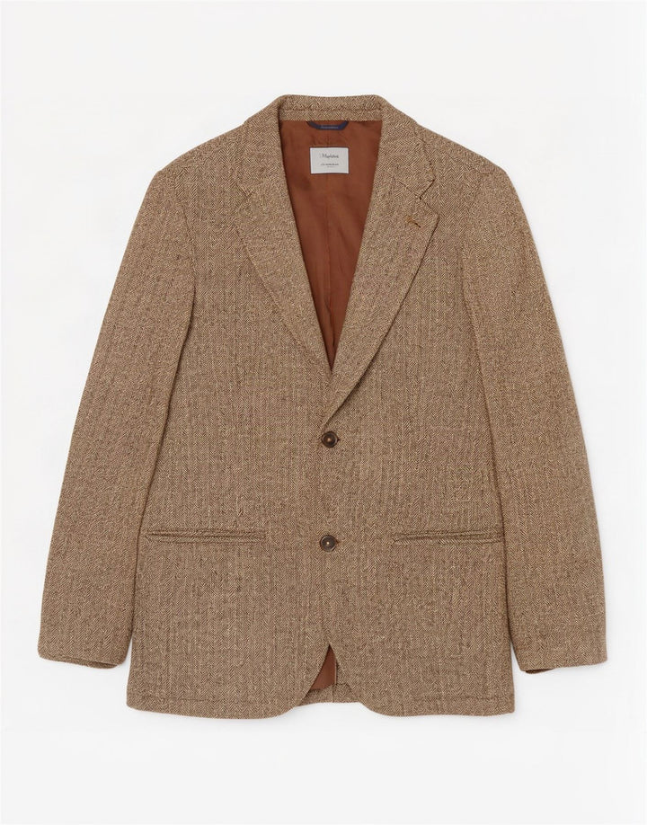Jaqueta Blazer Masculina Gap com 2 Botões Reino Unido 36 Pequena Espinha de Peixe Marrom Poliamida