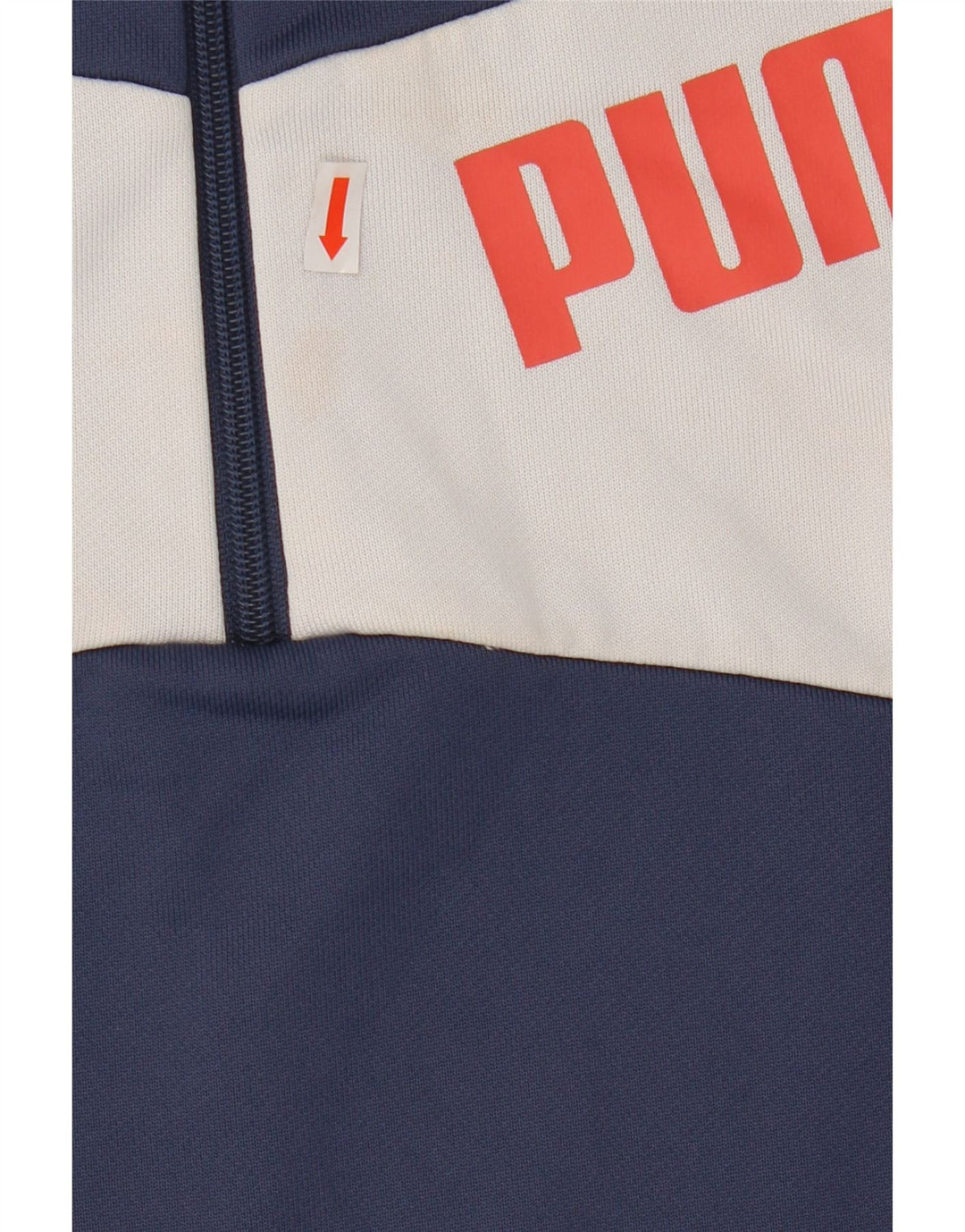 PUMA feminino gráfico moletom jumper UK 8 pequeno azul marinho colorblock