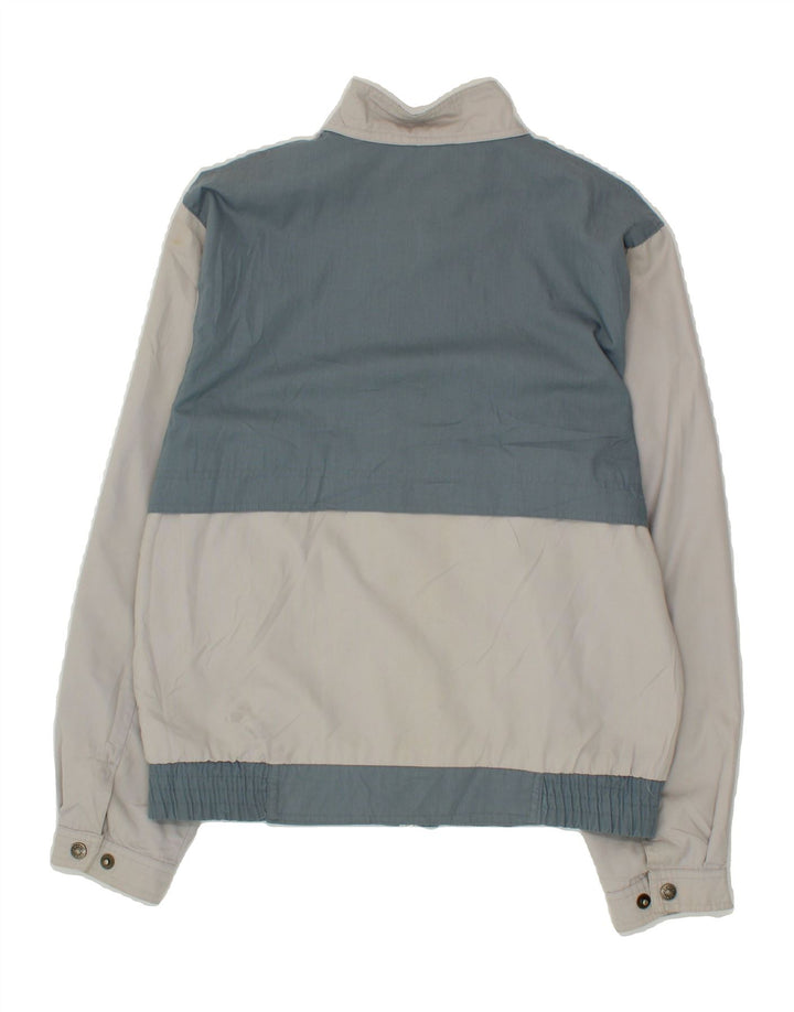 Jaqueta bomber masculina VINTAGE Reino Unido 34/36 pequena cinza colorblock poliéster