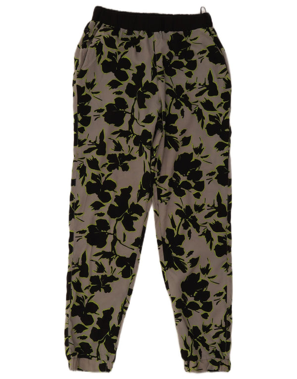 Topshop Calça feminina casual jogger UK 8 pequena W28 L27 cinza floral