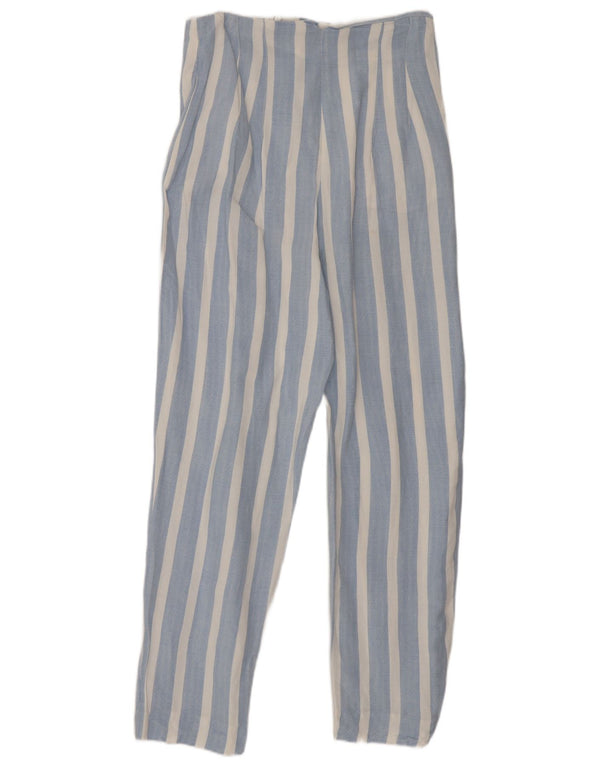 Calça feminina Zara cintura alta slim fit XS W24 L26 listrada azul