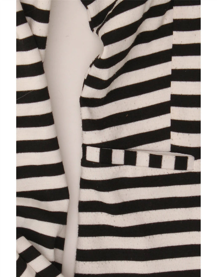 Cardigã feminino Marks & Spencer Reino Unido 8 pequeno poliéster listrado preto