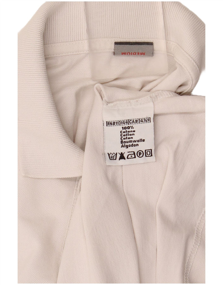 Camisa polo masculina de manga comprida Kappa de algodão branco médio
