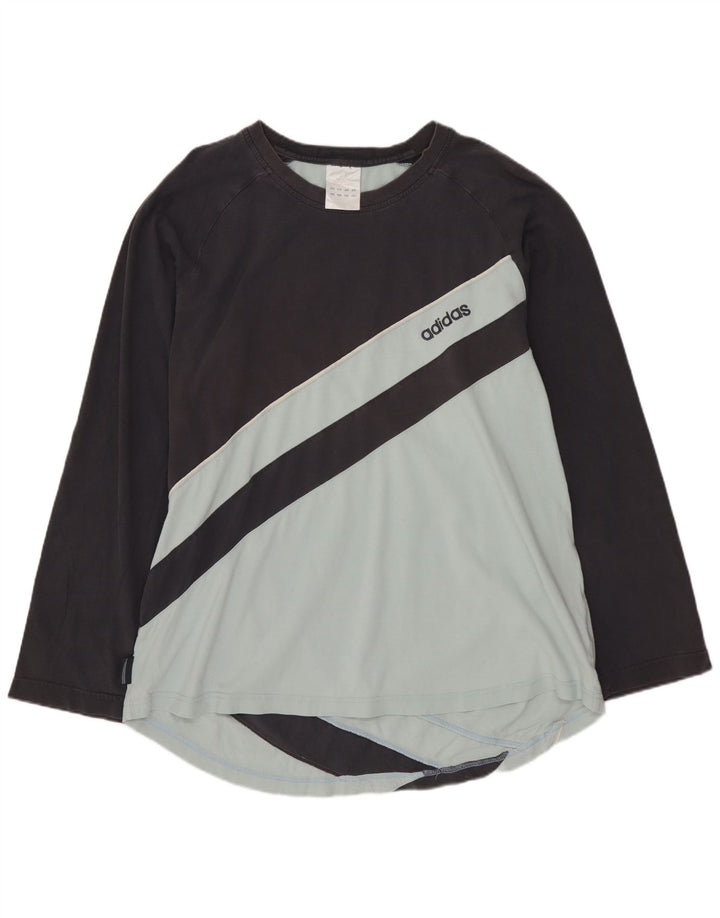 ADIDAS Mens Top Manga Longa Grande Azul Colourblock Algodão