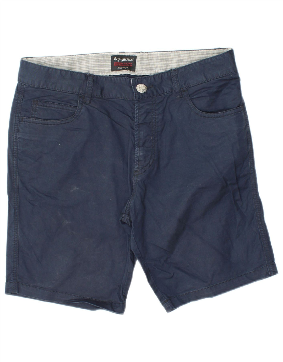 Shorts casuais masculinos REFRIGIWEAR W32 algodão azul marinho médio
