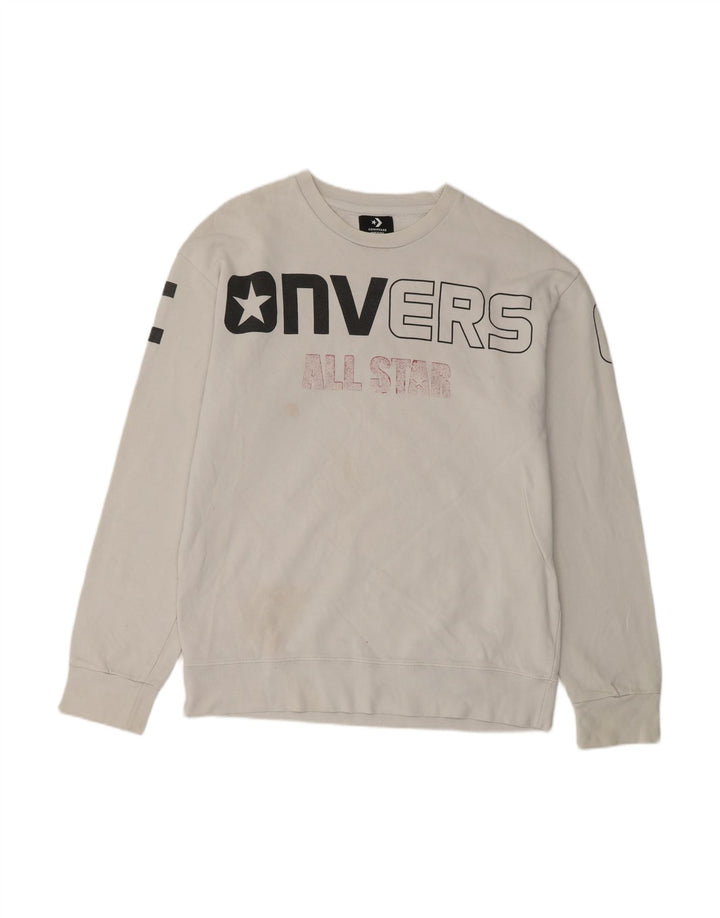 CONVERSE moletom gráfico masculino jumper XL algodão branco