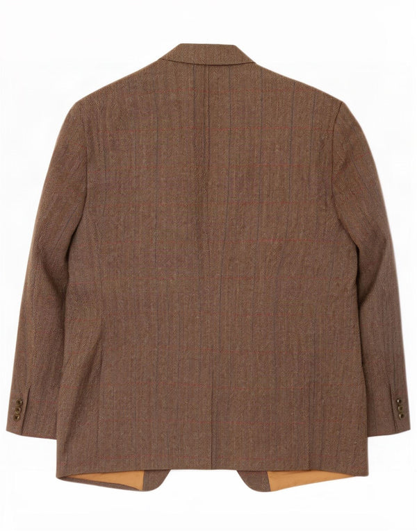 Jaqueta blazer masculina Magee com 2 botões UK 46 3XL cinza espinha de peixe nova lã
