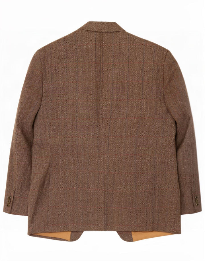 Jaqueta blazer masculina Magee com 2 botões UK 46 3XL cinza espinha de peixe nova lã