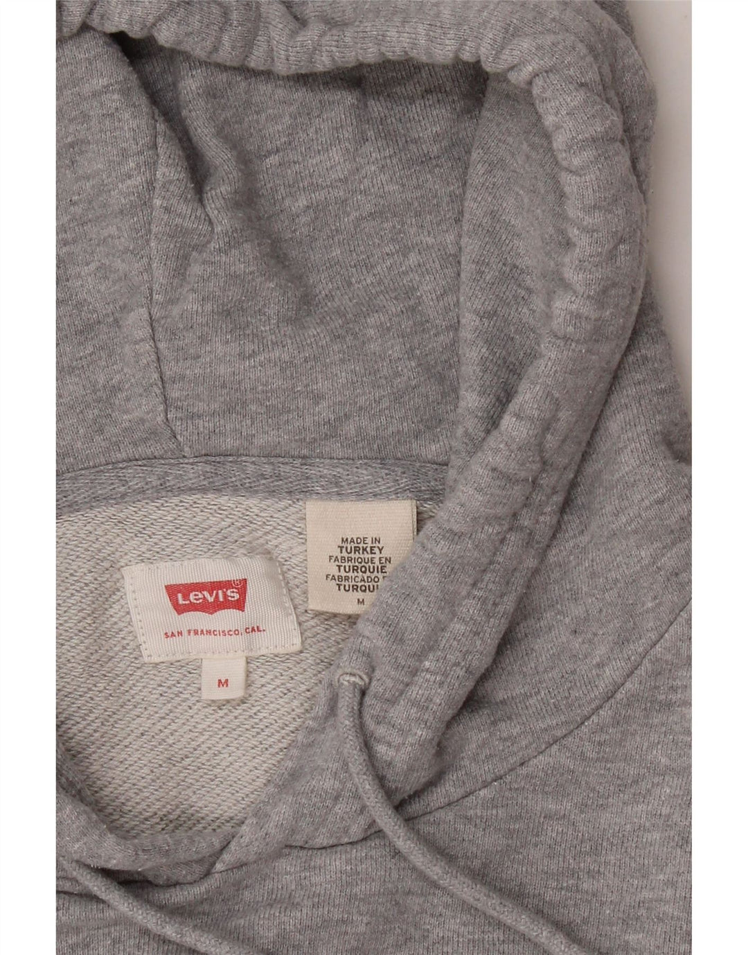 LEVI'S Womens Oversized Crop Graphic Hoodie Jumper UK 14 Medium Grey Vintage Levi's and Second-Hand Levi's from Messina Hembry 