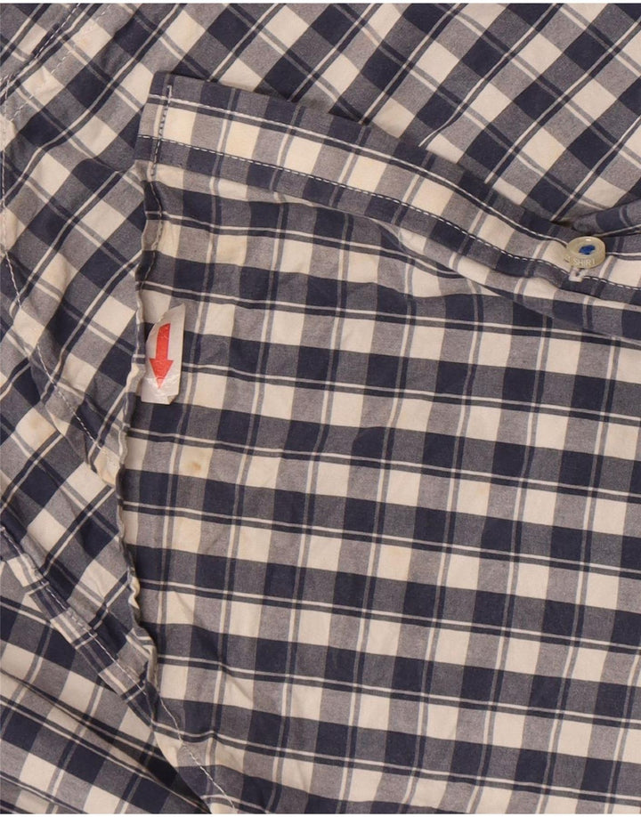 Camisa masculina Superdry pequena xadrez azul marinho algodão