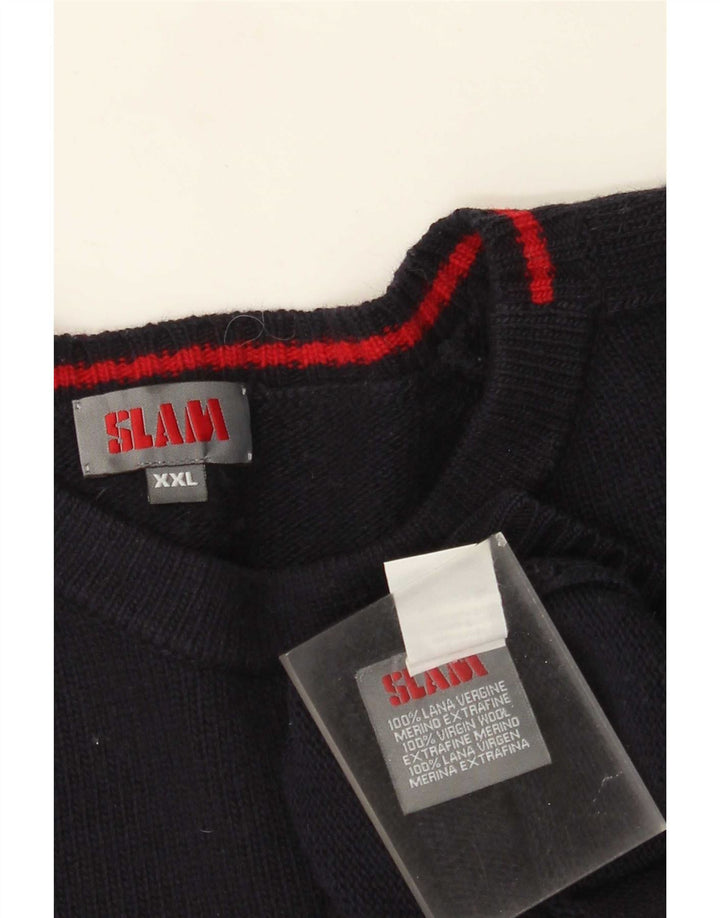 Suéter masculino Slam com gola canoa 2XL lã azul marinho