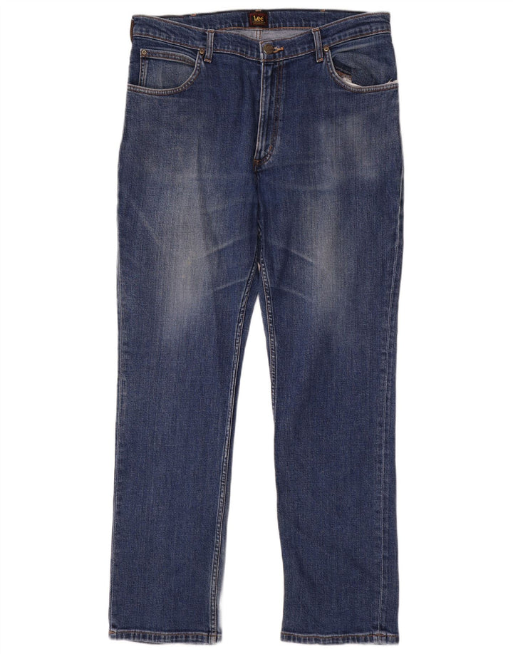 Lee Mens Brooklyn Straight Jeans W36 L32 Azul Algodão