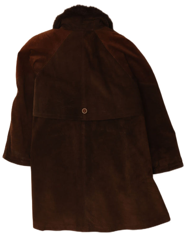 Sobretudo feminino vintage de camurça oversized IT 44 couro marrom médio