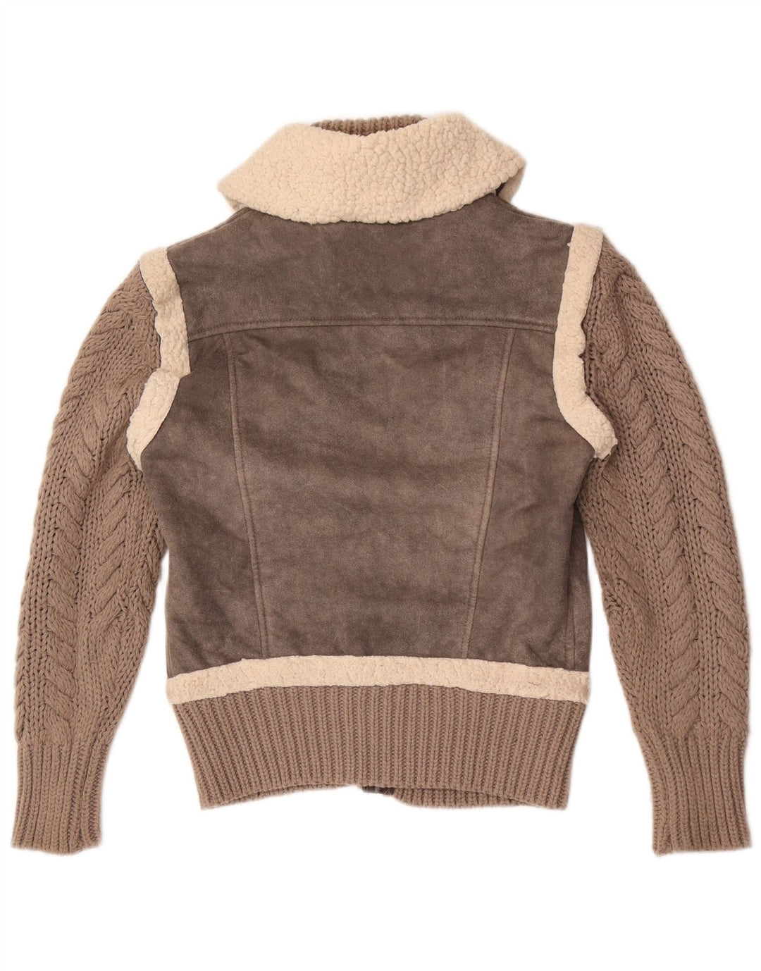 Jaqueta bomber feminina de malha Sherpa de Gaudi IT 46 grande poliéster cinza