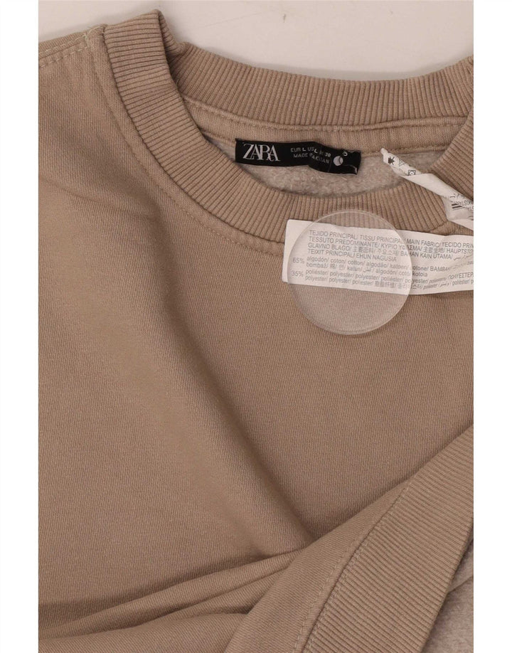 Zara moletom feminino jumper UK 14 grande algodão marrom