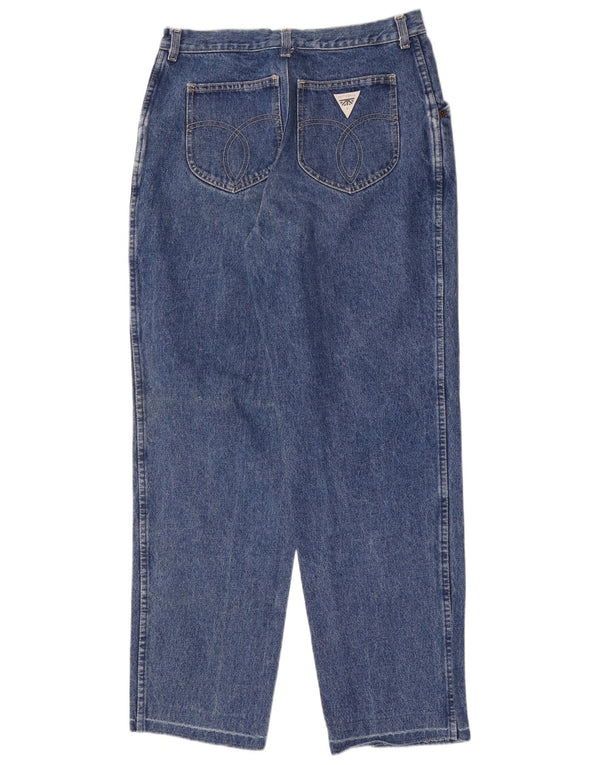 Jeans cônicos masculinos vintage W33 L31 algodão azul