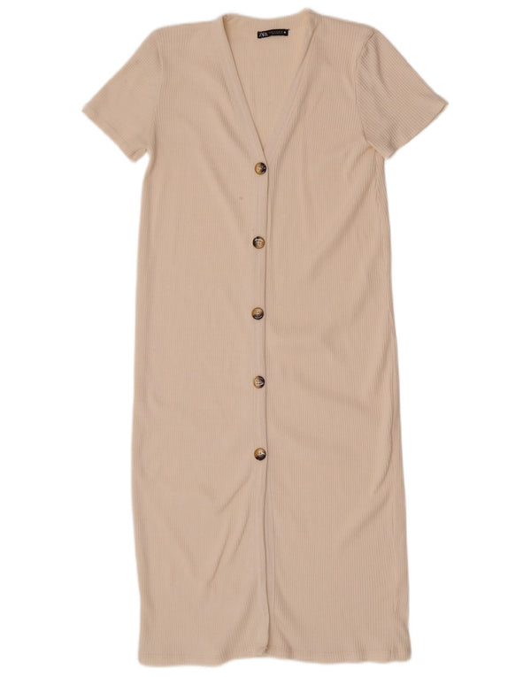 Vestido bodycon feminino Zara UK 12 médio off white
