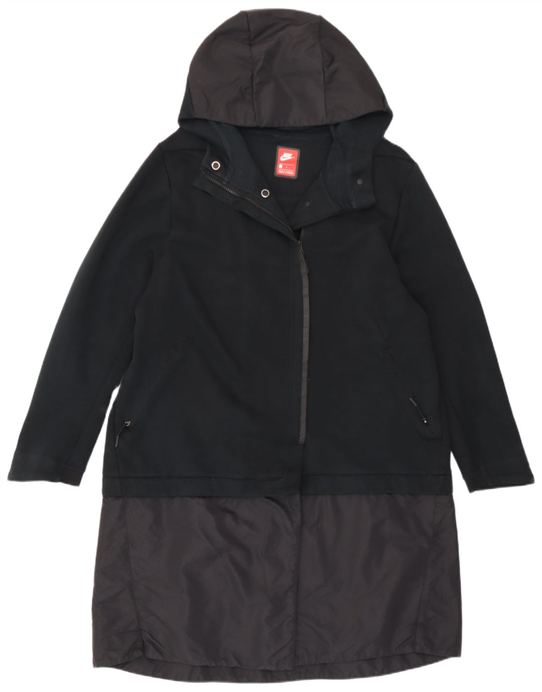 Capa de chuva com capuz Nike feminina UK 14 grande algodão preto