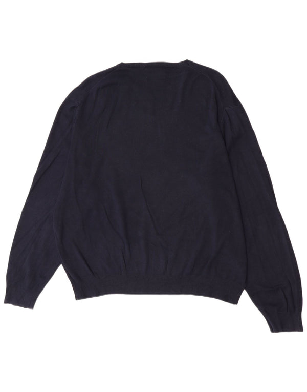 Suéter masculino Polo Ralph Lauren com decote em V 2XL algodão azul marinho