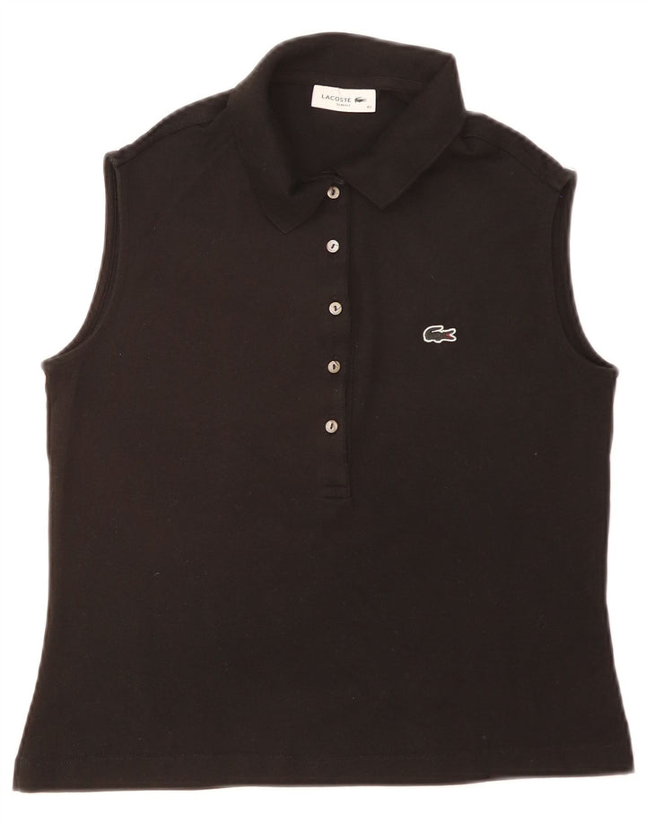 Lacoste camisa polo feminina sem mangas slim fit tamanho 40 médio preto