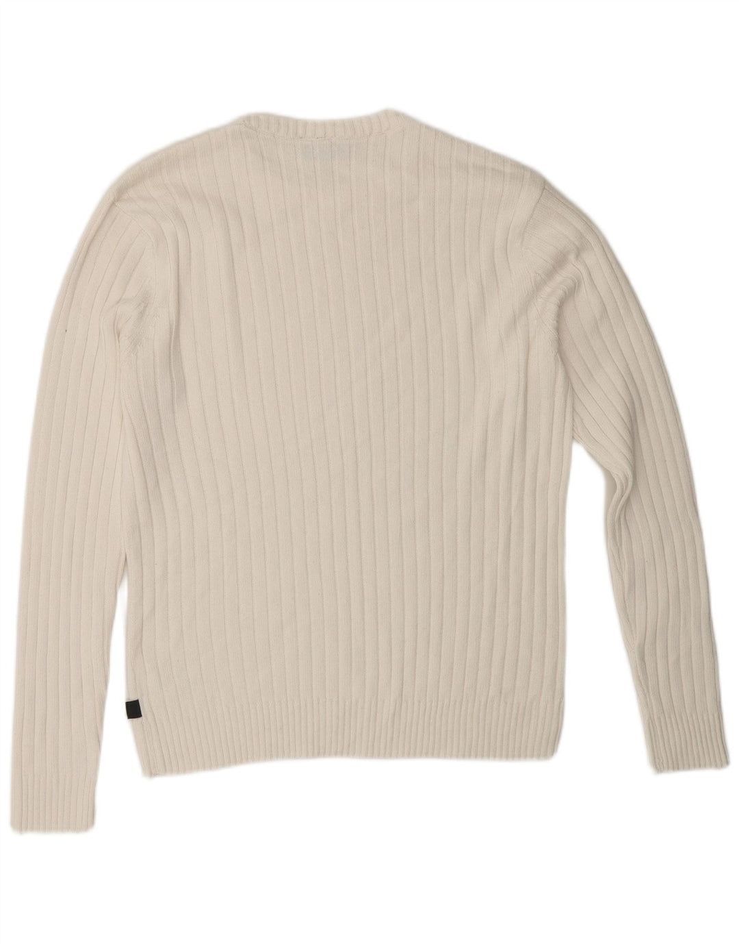 Suéter vintage masculino com gola redonda, pequeno algodão branco