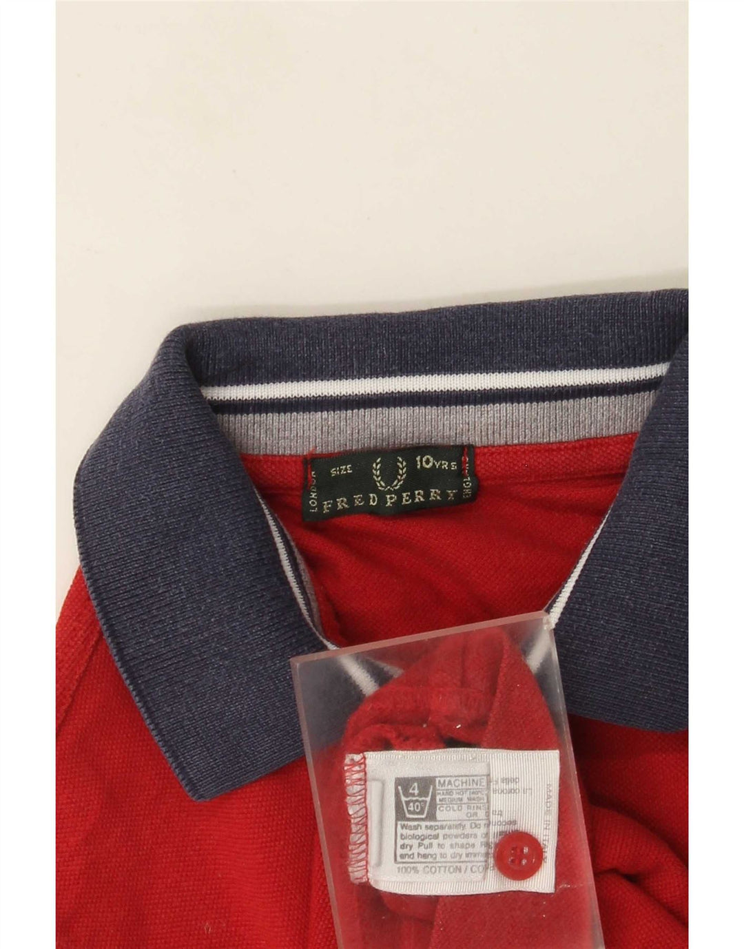 Camisa polo masculina Fred Perry 9-10 anos algodão colorblock vermelho