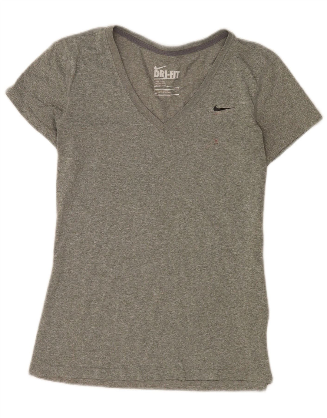 Camiseta feminina Nike UK 10 pequena cinza manchada de poliéster