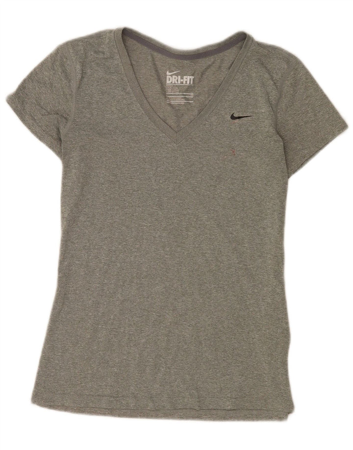Camiseta feminina Nike UK 10 pequena cinza manchada de poliéster