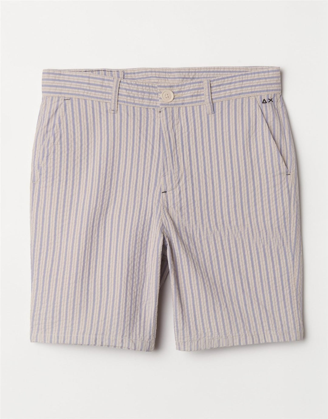 Sun68 Mens Chino Shorts W31 Algodão Listrado Azul Médio