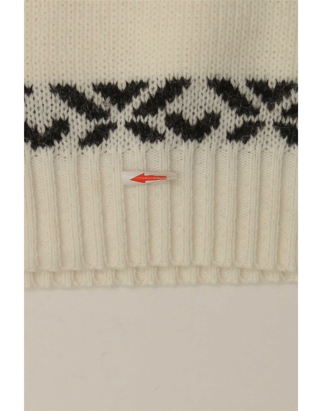 Suéter vintage masculino com gola redonda, médio, branco, Fair Isle