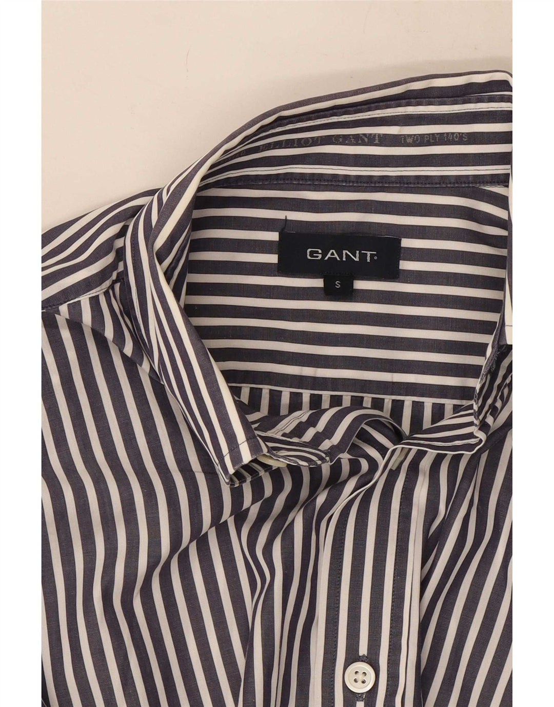 Gant Camisa masculina pequena listrada azul marinho algodão