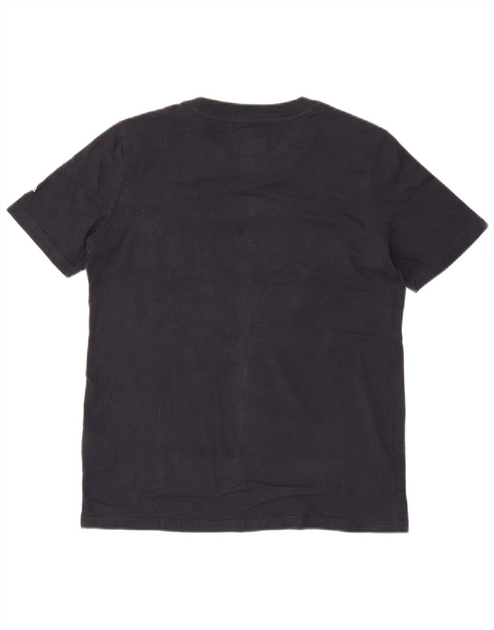 Camiseta feminina SUPERDRY com estampa gráfica UK 8 pequena algodão azul marinho