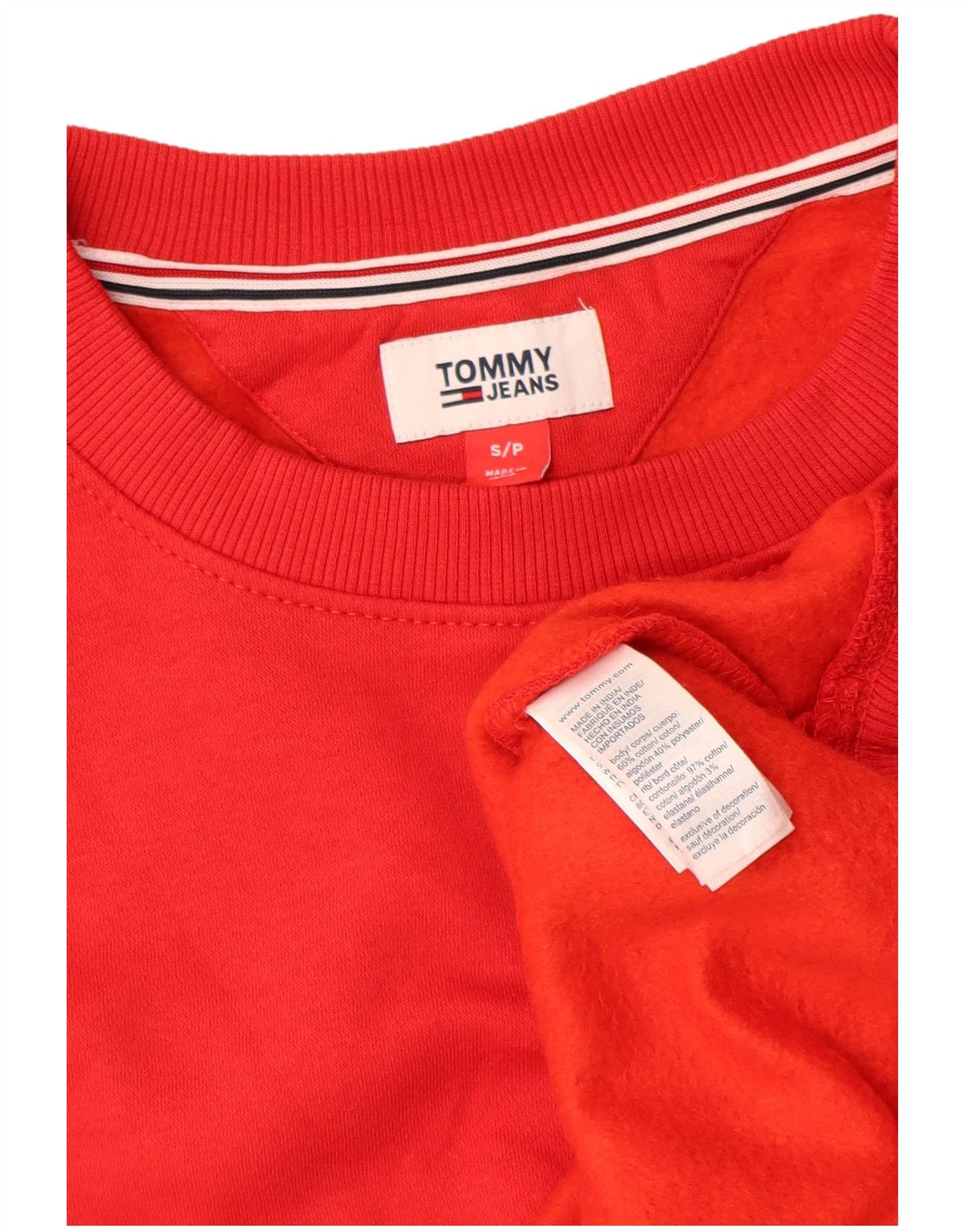 Tommy Hilfiger moletom feminino oversized jumper Reino Unido 10 pequeno algodão vermelho
