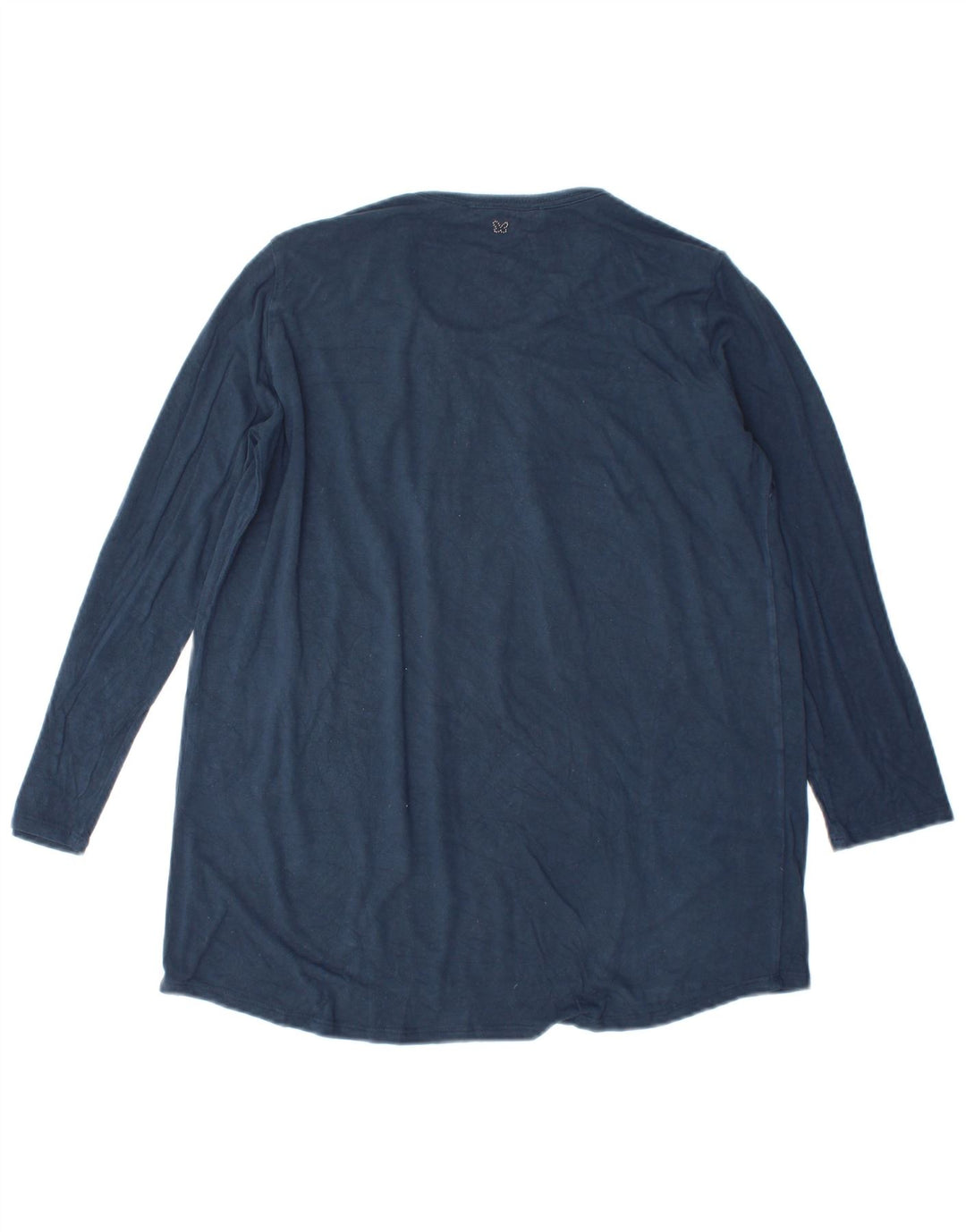 Top de fim de semana feminino Max Mara manga comprida Reino Unido 14 viscose azul marinho médio