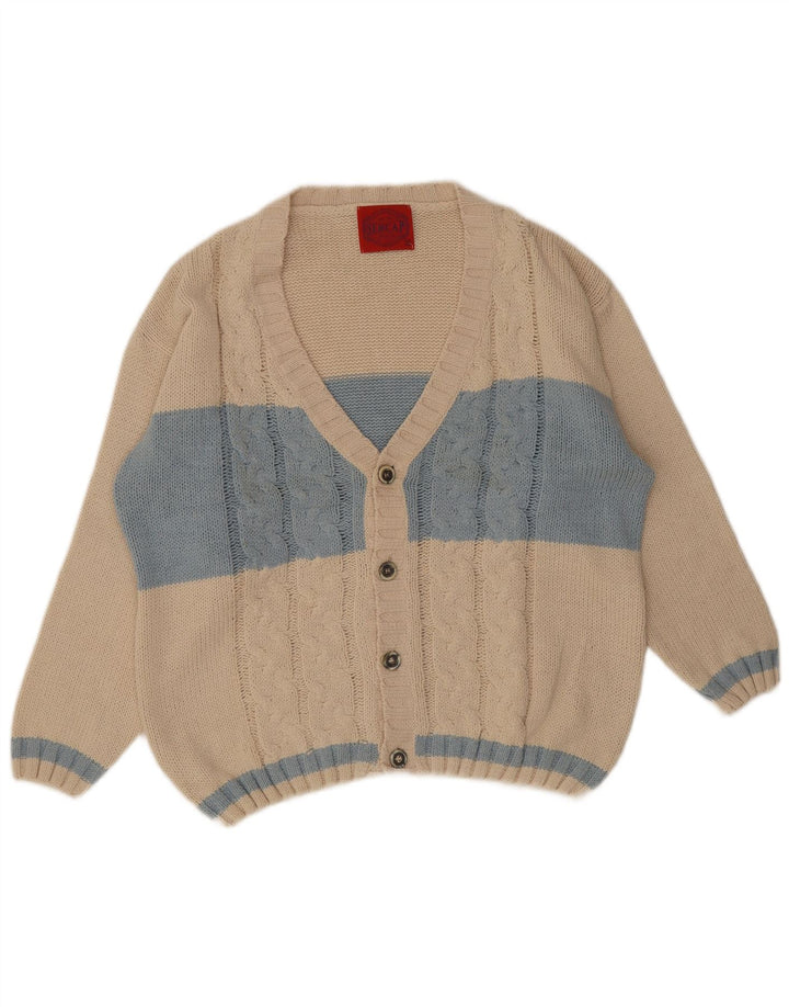 Suéter cardigã masculino Sercap XL bege algodão colorblock