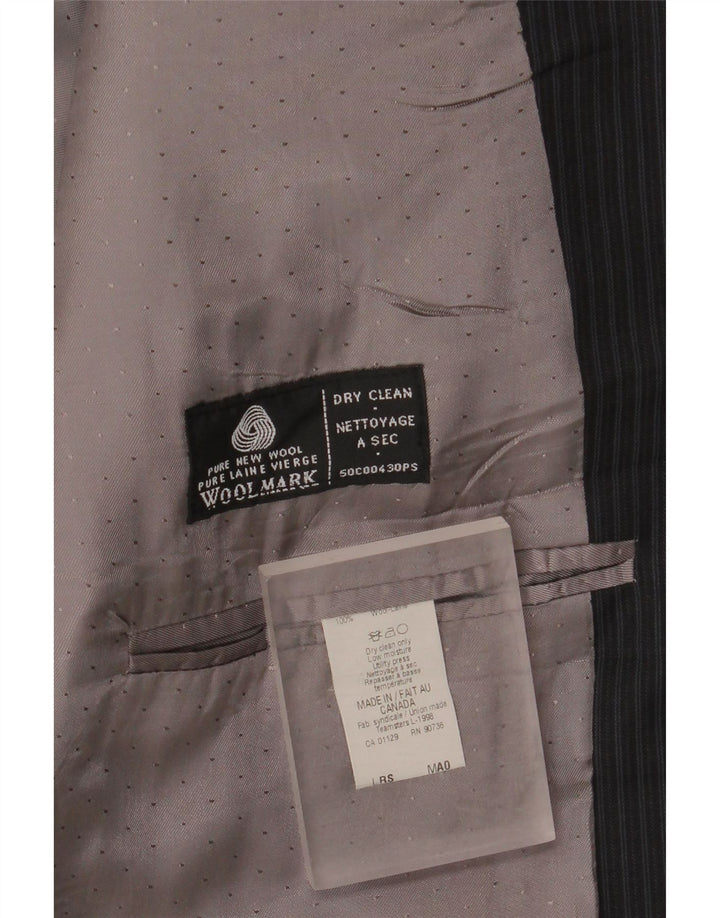 Jaqueta Blazer Longline Masculina Calvin Klein UK 44 2XL Preto Riscas Nova Lã