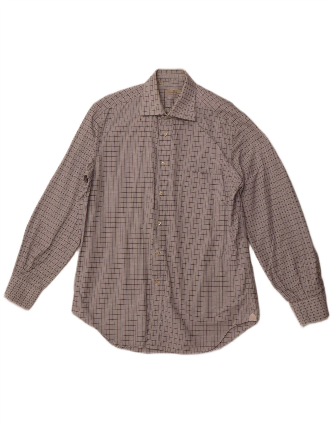 Camisa masculina ERMENEGILDO ZEGNA tamanho 41 16 grande algodão xadrez branco