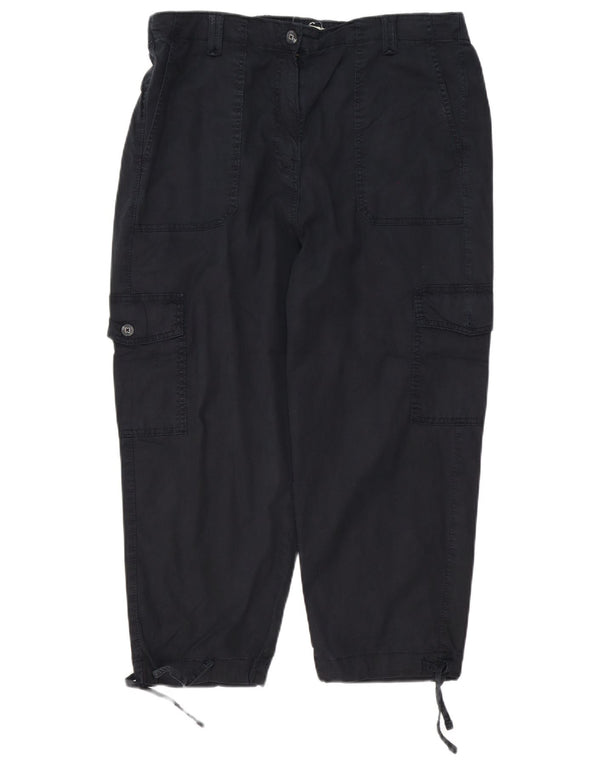Calça cargo feminina de cintura alta Marks & Spencer Reino Unido 16 grande W38 L23 preta