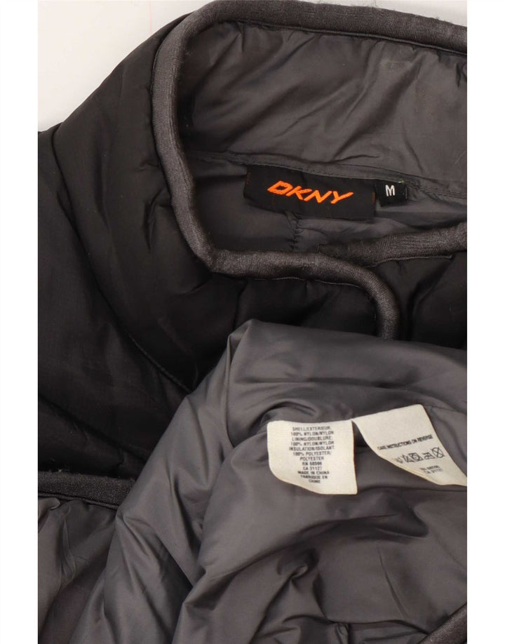 Colete acolchoado gráfico feminino Dkny UK 14 médio preto nylon